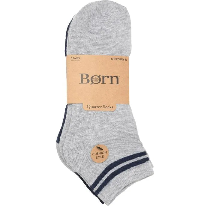 Mens 5pk Half Cushioned Quarter Socks