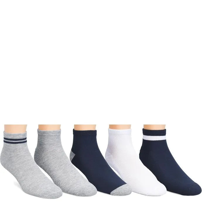 Mens 5pk Half Cushioned Quarter Socks